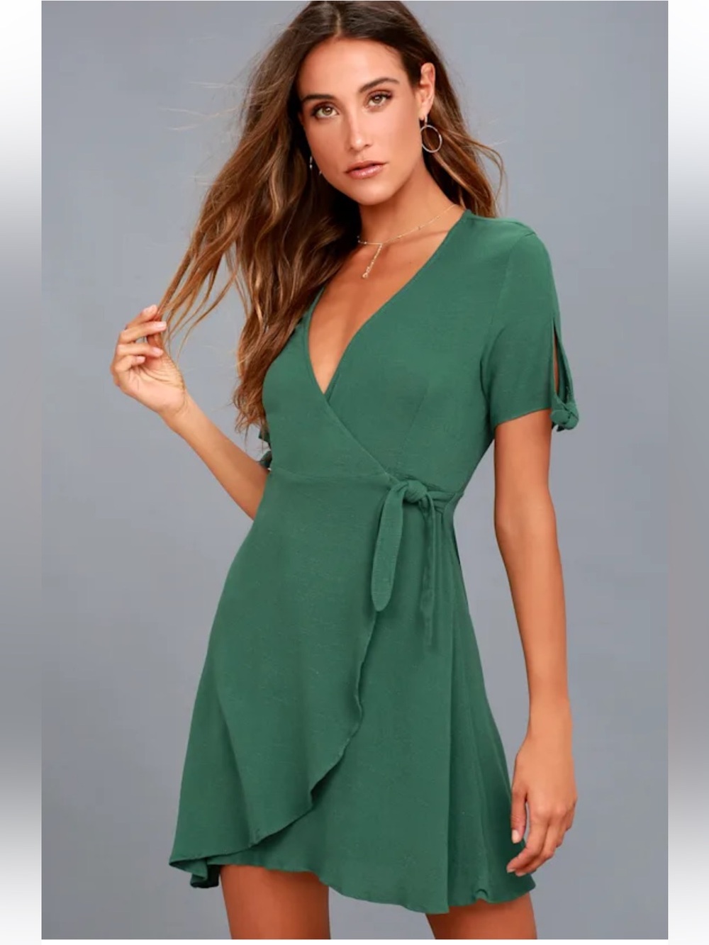 Lulu's My Philosophy Green Wrap Dress